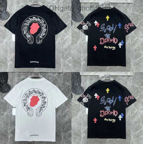 

luxury men's fashion t shirt brand tees men women sanskrit letter couple t-shirt sweatshirt horseshoe flower short sleeve polos cross, White;black