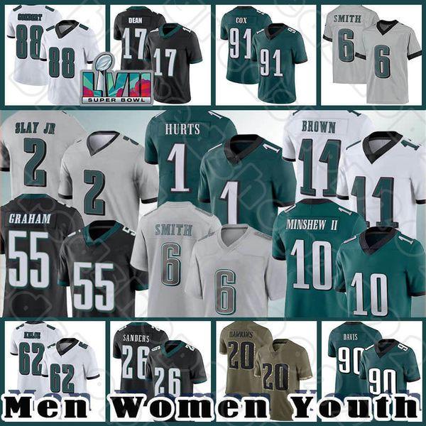 

1 jalen hurts jersey 11 a.j. brown 6 devonta smith 2 darius slay jr football jerseys jason kelce gardner minshew ii brandon graham landon di, Black;red