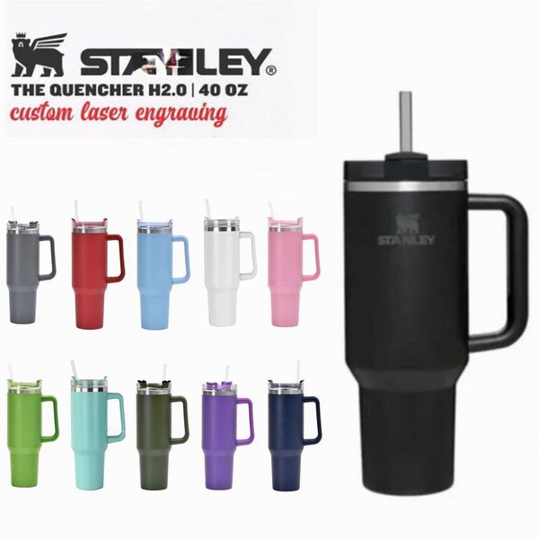 

new 40oz stanley tumblers with handle insulated mugs with lids and straws stainless steel coffee tumbler termos cups with logo