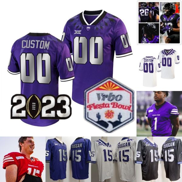 

2022 vrbo fiesta max duggan football jersey college tcu horned frogs quentin johnston hudson garrett hayes shadrach banks wes harris chace b, Black;red