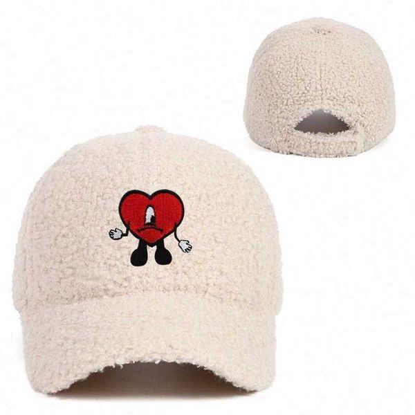 

shoe parts accessories polyester baseball hat autumn and winter plush new bad bunny beanieor beanis print sun baseball hat wholesale, White;pink