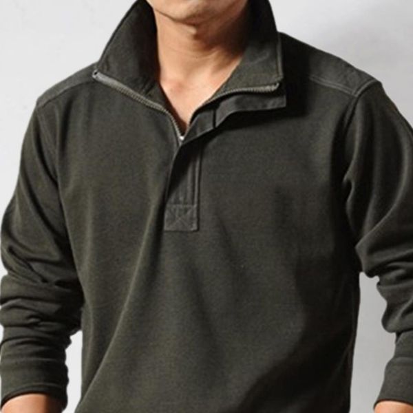 

men's polos business casual men polo shirt plus size solid color stand collar loose autumn winter shirt for men clothing 230130, White;black