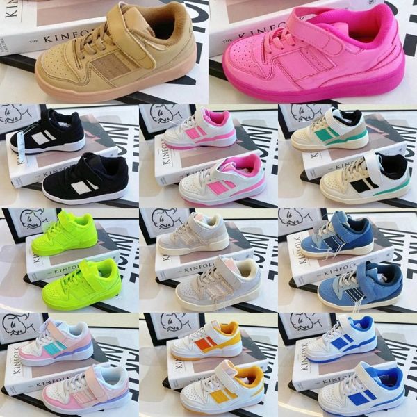 

kids shoes designer low casual forums 84 trainers toddlers baby sport sneakers children youth infants kid shoe pink white buckle brown denim, Black