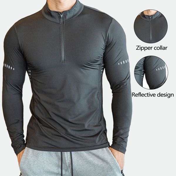 

men's t-shirts men compression running t fitness tight long sleeve sport training jogging gym quick dry sportswear 230130, White;black