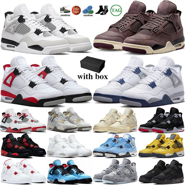 

with box basketball shoes jumpmans 4s 4 men women military black canvas red cement violet ore canyon purple seafoam kaws blue thunder sail t