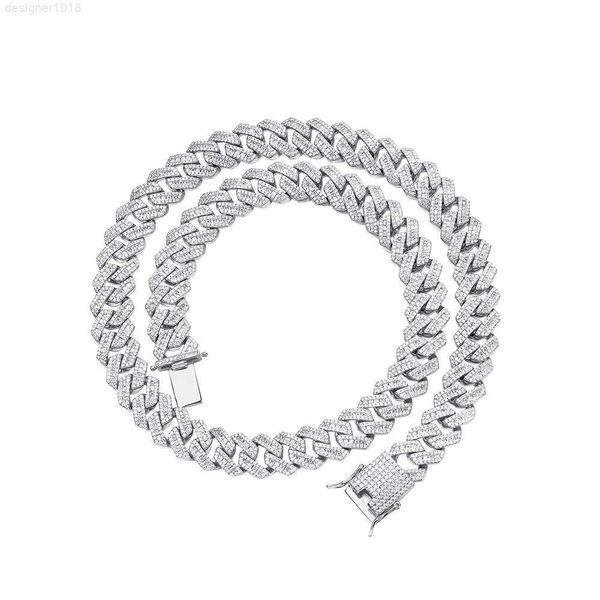 

sterling silver 925 iced out round cz hip hop men cuban chain necklace