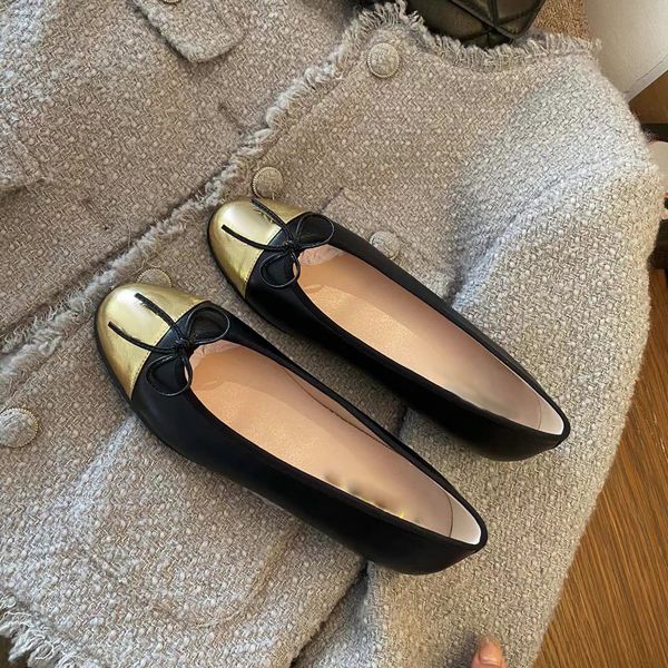 

2023 Designer Dress shoes 100% Classic Spring and Autumn cowhide letter bow Ballet Dance shoe fashion women Flat boat Lady leather Trample Lazy Loafers red, 31