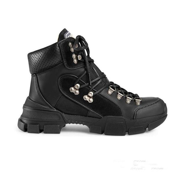 

classic martin boots spring autumn fashion women high shoes 100% leather thick bottom designer men trainers platform woman lac301a, Black