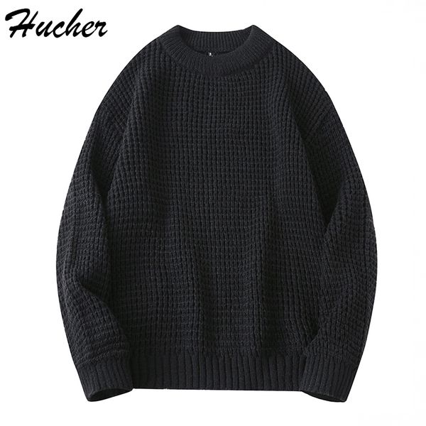 

men's sweaters huncher s knitted vintage sweater winter casual oversized jumper male korean fashion turtleneck for 230131, White;black