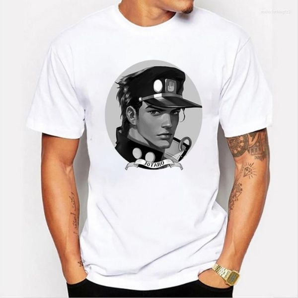 

men's t shirts retro jotaro s bizarre adventure t-shirts fashion cool design men/women casual t-shirt streetwear aesthetic clothes, White;black