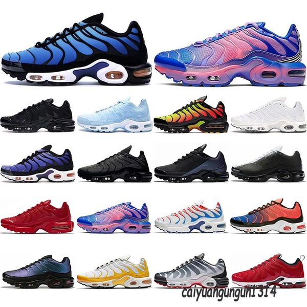 

2021 tn plus men running shoes women trainers triple black pink fade hyper blue oreo crater smoke grey pimento men sports sneakers278y
