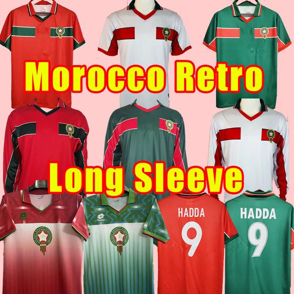 

94 95 soccer jerseys 1998 world cup retro morocco 98 99 maroc home away hadji bassir ouakili neqrouz abrami custom vintage cassic long sleev, Black;yellow