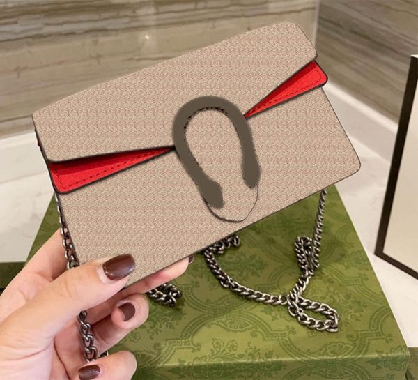 

classic luxury chain fashion 2023 plaid flower brand wallet vintage ladies brown leather handbag designer shoulder bag with box