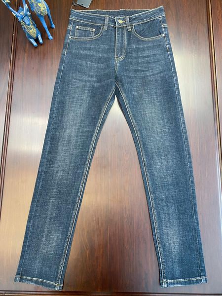 

mens designer straight leg jeans simple classic atmosphere fabric is soft and breathable business casual jean, Blue