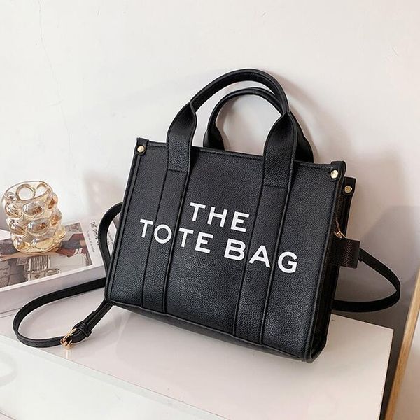 

marc women tote bag letter pu leather bag diagonal handbag hand shopping bag j00870, Black;red