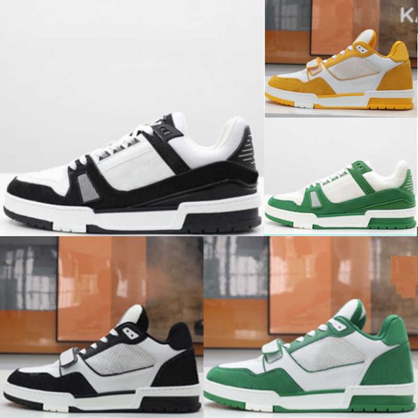 

trainer sneaker designer platform shoe trainers rubber outsole trainer sneaker calfskin leather vintage basketball sneakers with box 38-46 n, Black