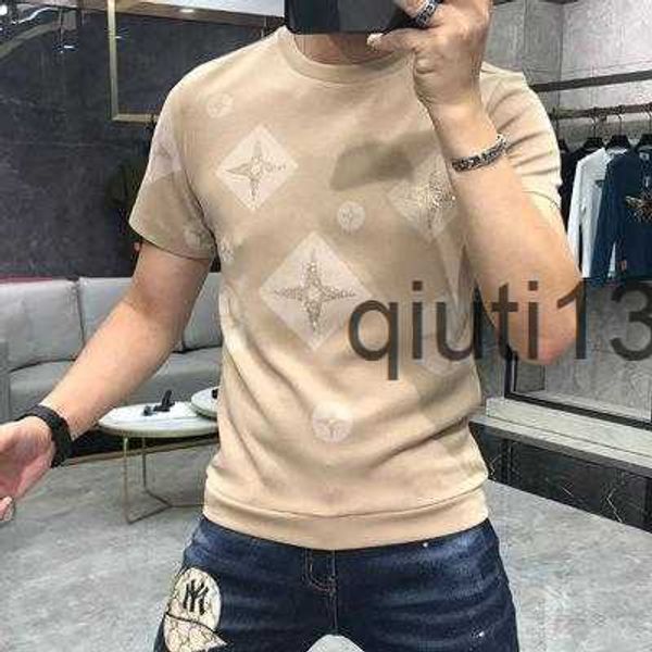 

men's t-shirts men's t-shirts luxury new printing mercerized cotton rhinestone casual male slim tees designer round collar short s, White;black