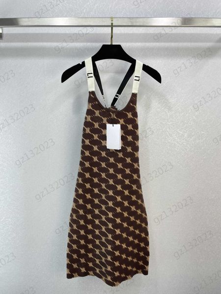 

womens designer clothing dress brand logo jacquard sleeveless ribbon elastic suspender dresses u-neck corset waist design slim maxiskit dres, Black;gray