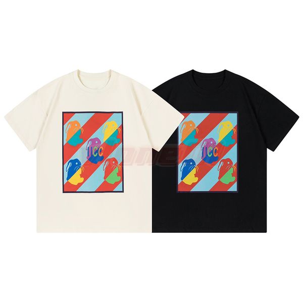 

mens high end summer t shirt men fashion color rabbit print t shirts couples streetwear size xs, White;black