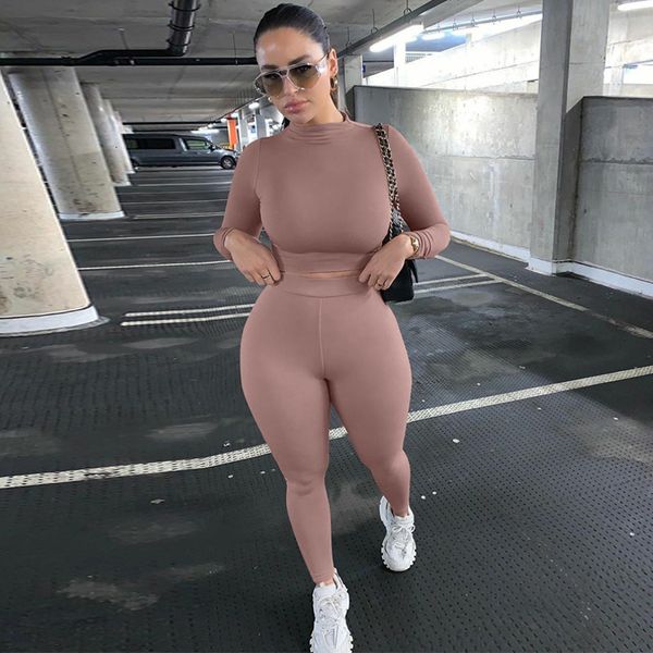 

women's tracksuits fashion yoga sport 2 piece set streetwear tracksuit women long sleeve skinny crop eggings pants swear outfits 230131, Gray