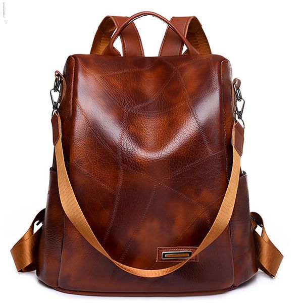 

school bags leather ladies backpack luxury designer women shoulder girls solid color anti theft 230131