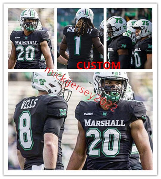 

james football wear marshall football jersey custom stitched youth j'coryan anderson ej horton ethan payne owen porter john mcconnell m, Black