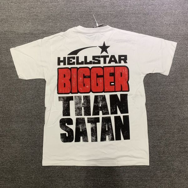 

hellstar studios bigger than satan short shirts plus men t-shirts retro distressed heavy cotton man vintage t-shirt streetwear tee youth te, White;black