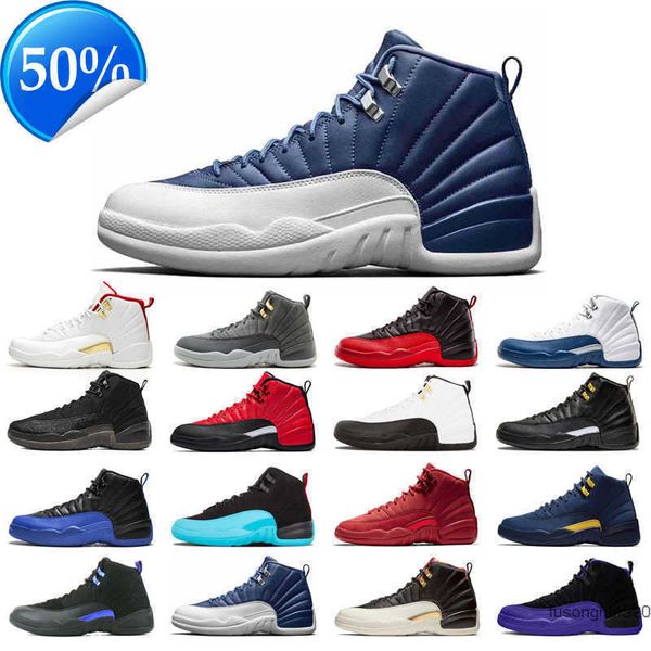 

2022 12s 12 original basketball shoes for man purple bulls dark grey fiba flu game french blue gym red indigo michigan o-black reverse taxi
