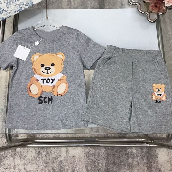 

Kids Designer Cartoon Clothes Sets Girls Boys Summer Clothing Suits Childrens Casual Clothes Kid Sporty Suit Tshirt For Child 2 Colors, Gray