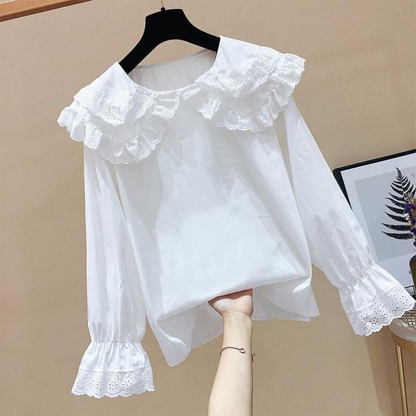 

kids shirts ruffles lace blouse white long sleeve spring autumn baby toddler teen girls sleeve school girl shirt kids pullover camisas 2301, White;black
