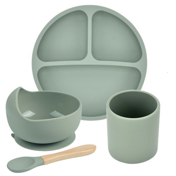 

cups dishes utensils 4pcs/set baby silicone plate spoon set baby feeding silicone bowl baby dishes bpa silicone portable tableware for child