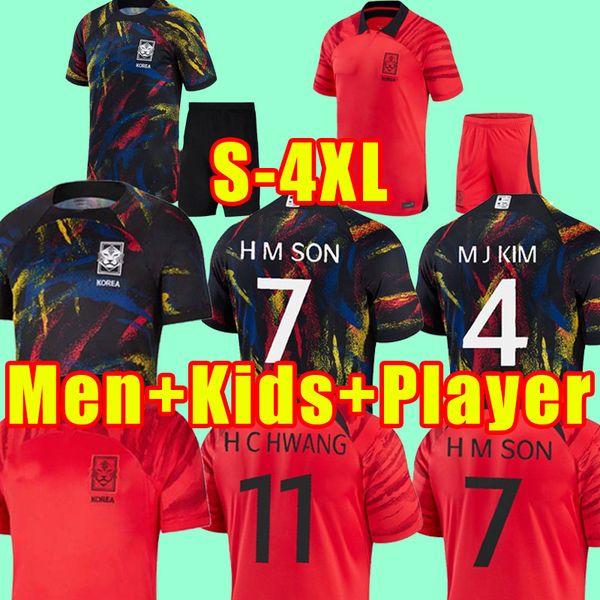 

south korea 2022 soccer jerseys home away h m son hwang kim hwang lee jeong sung lee kwon 2023 football shirts retro 2022 fans player versio, Black;yellow
