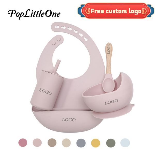

cups dishes utensils customizable baby silicone tableware suction silicone bowl straw cup waterproof bib 4pcs food-grade silicone material 2