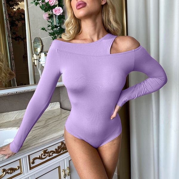 

women's jumpsuits rompers autumn winter bodysuits woman fashion blackwhitekhakipurple long sleeve bodycon skinny solid cut out basic 23, Black;white