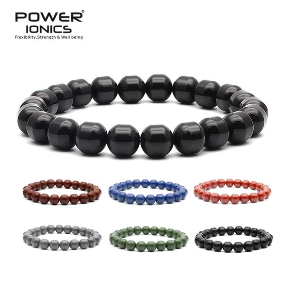 

beaded power ionics men women natural tourmaline beads stretch healthy bracelet wristband balance energy family lover christmas gifts 230131, Black