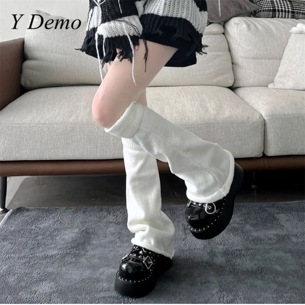 

socks hosiery y demo sweet y2k solid color stretchy leg warmers knitted boots cover jk uniform spring 230131, Black;white