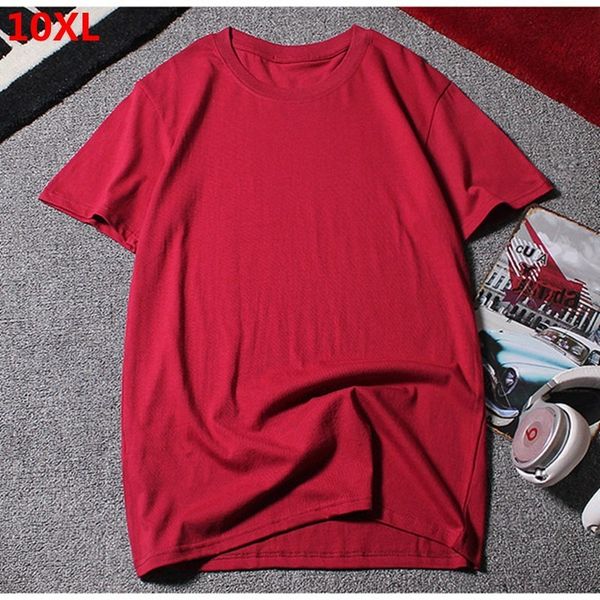 

men's t-shirts summer short-sleeved 10xl 9xl 12xl round neck half-sleeved clothes large size t-shirt cotton solid color oversized 2301, White;black