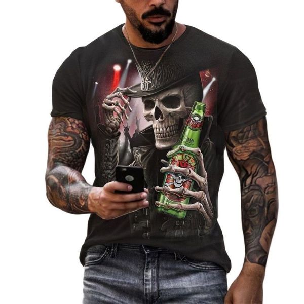 

men's t-shirts summer skulls 3d print personality t shirts for men/women sportswear harajuku casual loose male oversized tees xxs-6xl, White;black