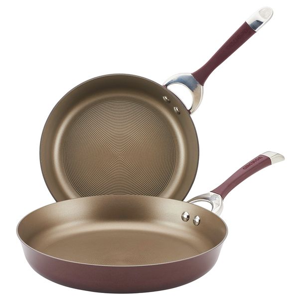 

circulon symmetry hard-anodized nonstick induction frying pan set 2-piece merlot