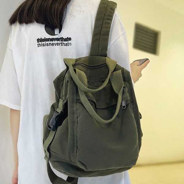 

school bags wr brand women backpacks green canvas rucksack quality lapstudent bag female daypack for teen girls feminina mochila 230131