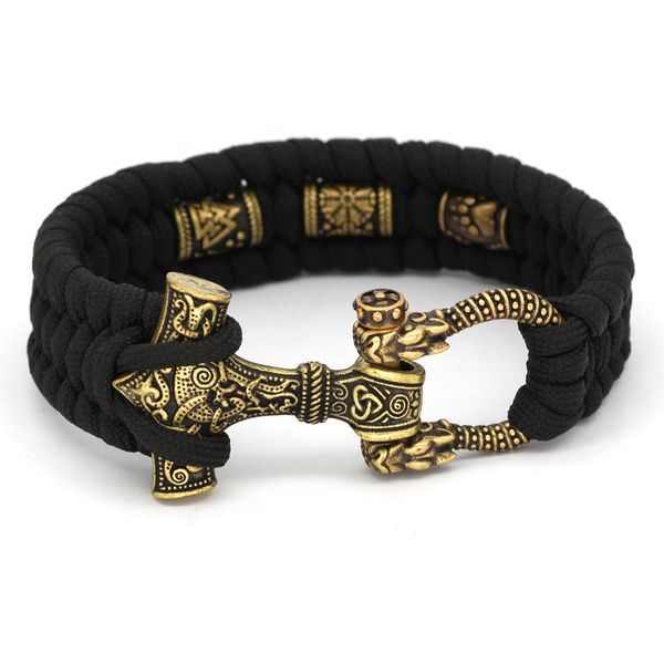 

bangle noric viking mjolnir rune scandinavian paracord braceelt 230131, Black