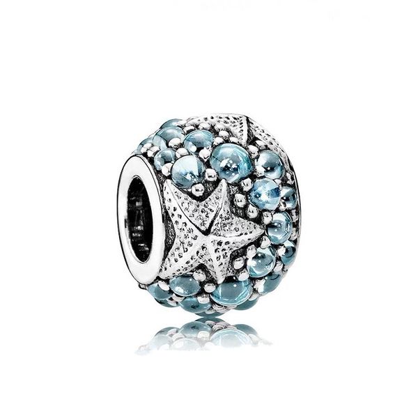 

loose beads blue star studded large hole alloy beads diy bracele accessories, Black