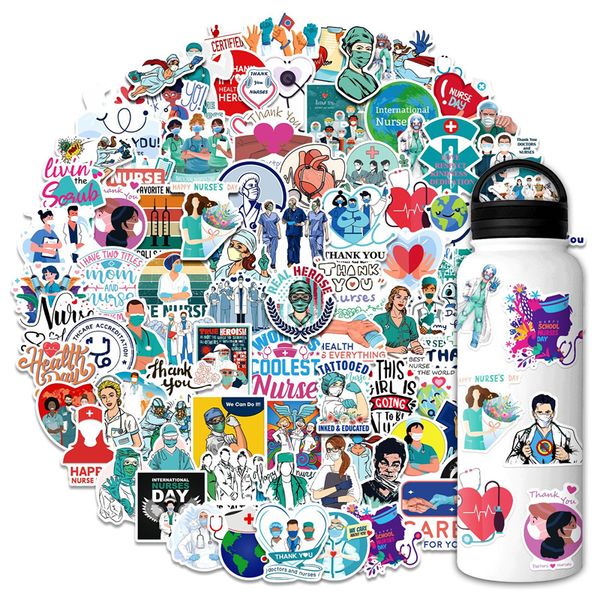 

100pcs nurse stickers cartoon medical graffiti stickers for diy luggage lapskateboard motorcycle bicycle stickers t01040681