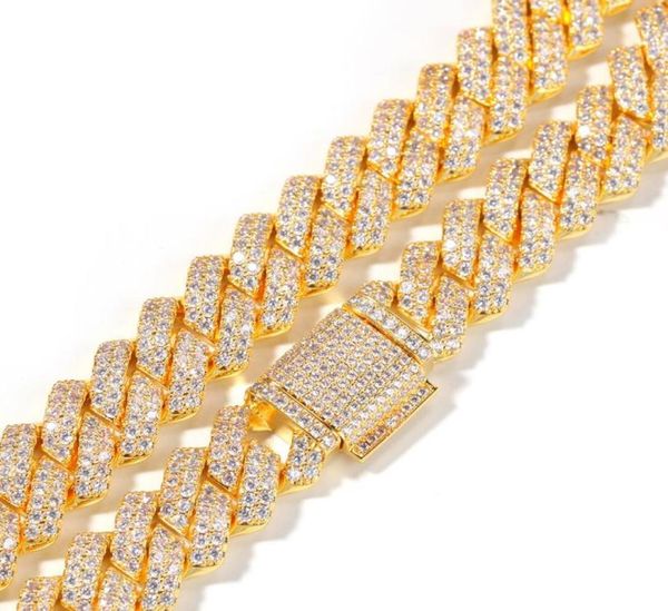 

14mm cuban chain micro pave cubic zircon luxury bling bling full iced out hip hop jewelry8510502, Silver