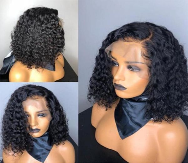 

short wig front human hair wigs full lace wavy bob pre plucked natural hairline7969248, Black