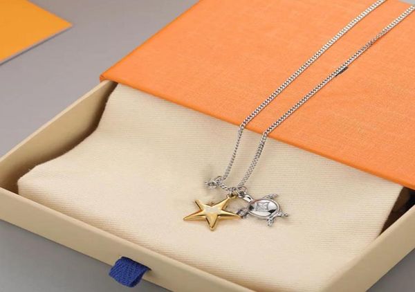 

turtle star blue letter threeinone pendant necklace for men women is simple and stylish designer jewelry necklaces gold chain lu7609212, Silver