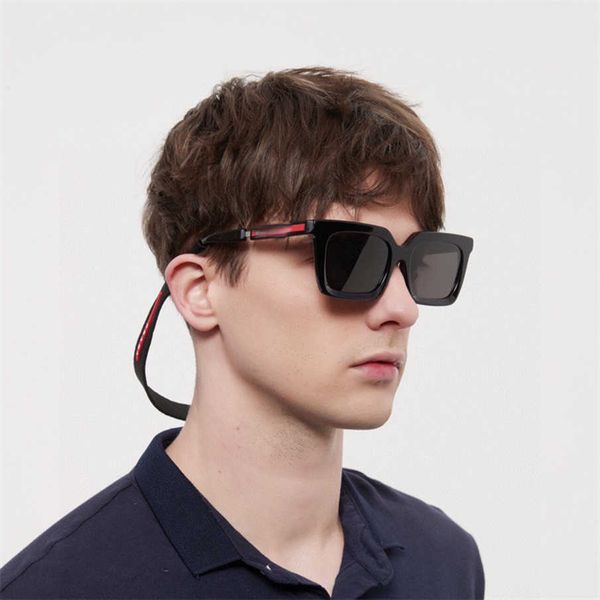 

2023 luxury designer new p family hanging rope women's net red ins same style personality big box sunglasses male spr09a, White;black