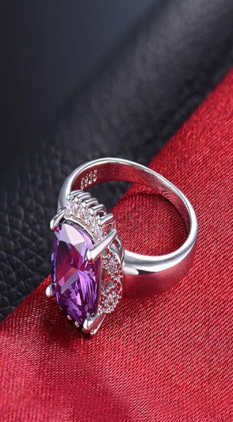 

creative fashion ol lady purple crystal zircon ring 925 sterling silver rings luxury designer jewelry gifts ornaments3259037, Golden;silver
