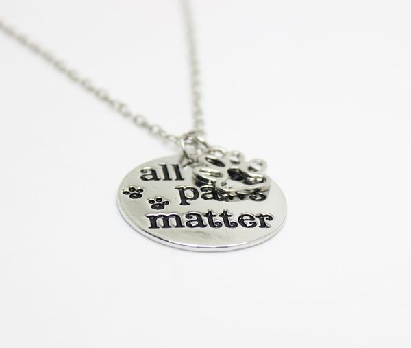 

12pcsnew fashion jewelry all paws matter necklace dog039s paw footprints necklace pendant necklace2858171, Silver