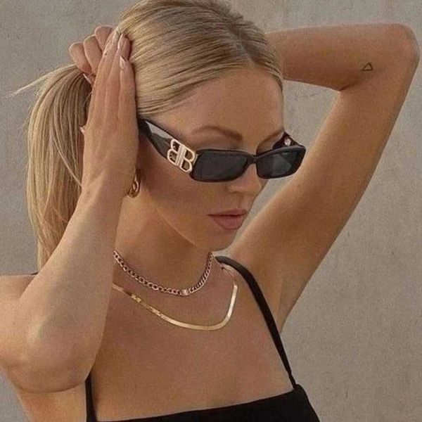 

2023 new luxury designer sunglasses classic double b family square letter women's fashion fashionable sunglasses men bb0096s, White;black
